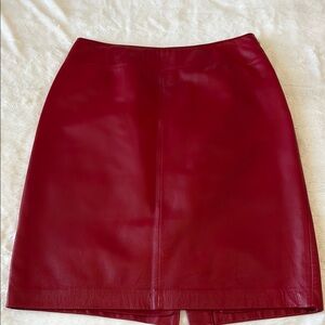 Ralph Lauren Black Label Rich Red Leather Mini Skirt
